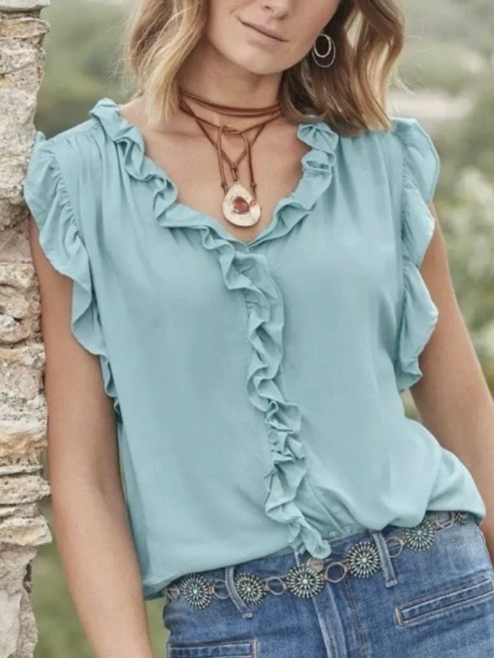 Dylan Baby Blue Ruffle Blouse
